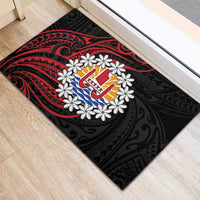Tahitian Coat Of Arm and Tiare Flower Rubber Doormat Polynesian Tribal Tattoo LT9 - Polynesian Pride