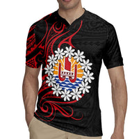Tahitian Coat Of Arm and Tiare Flower Rugby Jersey Polynesian Tribal Tattoo LT9 - Polynesian Pride