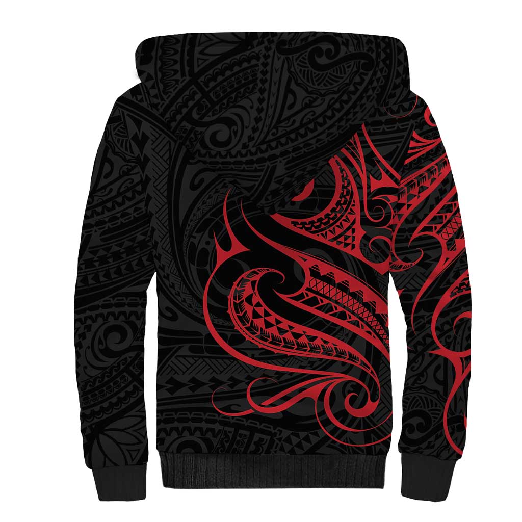 Tahitian Coat Of Arm and Tiare Flower Sherpa Hoodie Polynesian Tribal Tattoo LT9 - Polynesian Pride