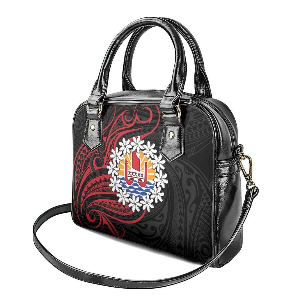 Tahitian Coat Of Arm and Tiare Flower Shoulder Handbag Polynesian Tribal Tattoo LT9 - Polynesian Pride