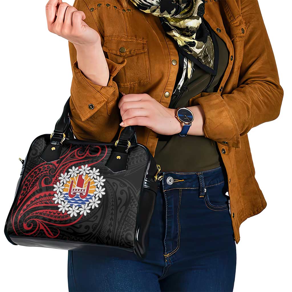 Tahitian Coat Of Arm and Tiare Flower Shoulder Handbag Polynesian Tribal Tattoo LT9 - Polynesian Pride