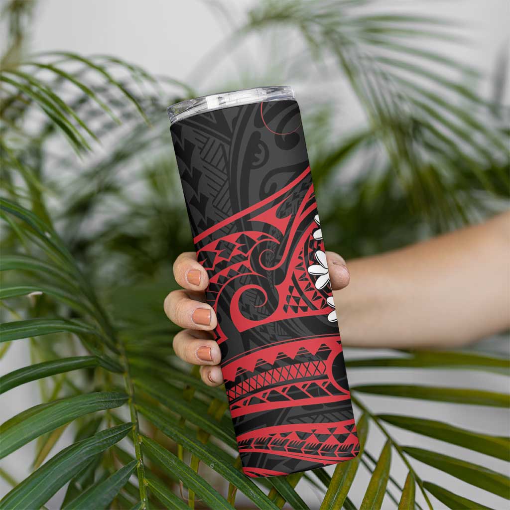 Tahitian Coat Of Arm and Tiare Flower Skinny Tumbler Polynesian Tribal Tattoo LT9 - Polynesian Pride