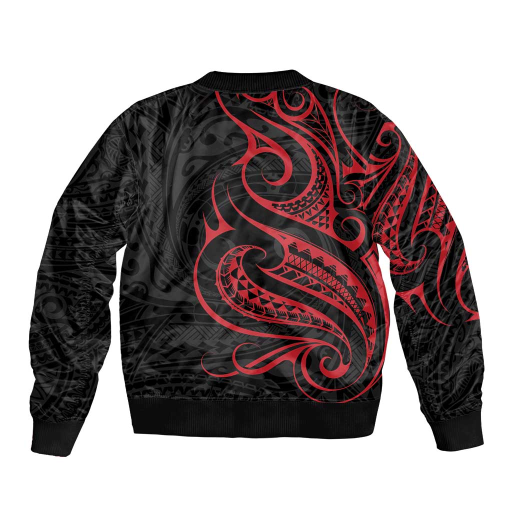 Tahitian Coat Of Arm and Tiare Flower Sleeve Zip Bomber Jacket Polynesian Tribal Tattoo LT9 - Polynesian Pride