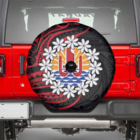 Tahitian Coat Of Arm and Tiare Flower Spare Tire Cover Polynesian Tribal Tattoo LT9 - Polynesian Pride