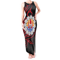 Tahitian Coat Of Arm and Tiare Flower Tank Maxi Dress Polynesian Tribal Tattoo LT9 Women Black - Polynesian Pride
