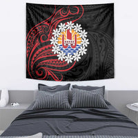 Tahitian Coat Of Arm and Tiare Flower Tapestry Polynesian Tribal Tattoo LT9 - Polynesian Pride