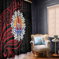 Tahitian Coat Of Arm and Tiare Flower Window Curtain Polynesian Tribal Tattoo LT9 - Polynesian Pride