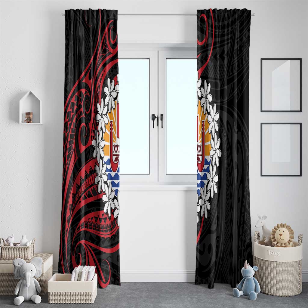 Tahitian Coat Of Arm and Tiare Flower Window Curtain Polynesian Tribal Tattoo LT9 - Polynesian Pride