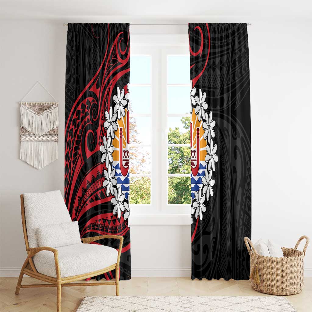 Tahitian Coat Of Arm and Tiare Flower Window Curtain Polynesian Tribal Tattoo LT9 - Polynesian Pride