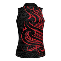 Tahitian Coat Of Arm and Tiare Flower Women Sleeveless Polo Shirt Polynesian Tribal Tattoo LT9 - Polynesian Pride