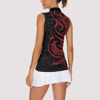Tahitian Coat Of Arm and Tiare Flower Women Sleeveless Polo Shirt Polynesian Tribal Tattoo LT9 - Polynesian Pride