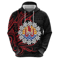 Tahitian Coat Of Arm and Tiare Flower Zip Hoodie Polynesian Tribal Tattoo LT9 - Polynesian Pride
