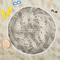 Tahitian Tiare Flower Beach Blanket Beige Polynesian Pattern