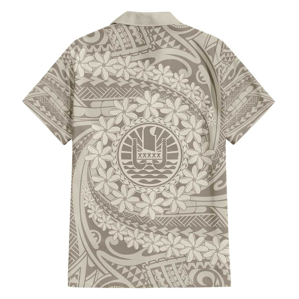 Tahitian Tiare Flower Family Matching Long Sleeve Bodycon Dress and Hawaiian Shirt Beige Polynesian Pattern LT9 - Polynesian Pride