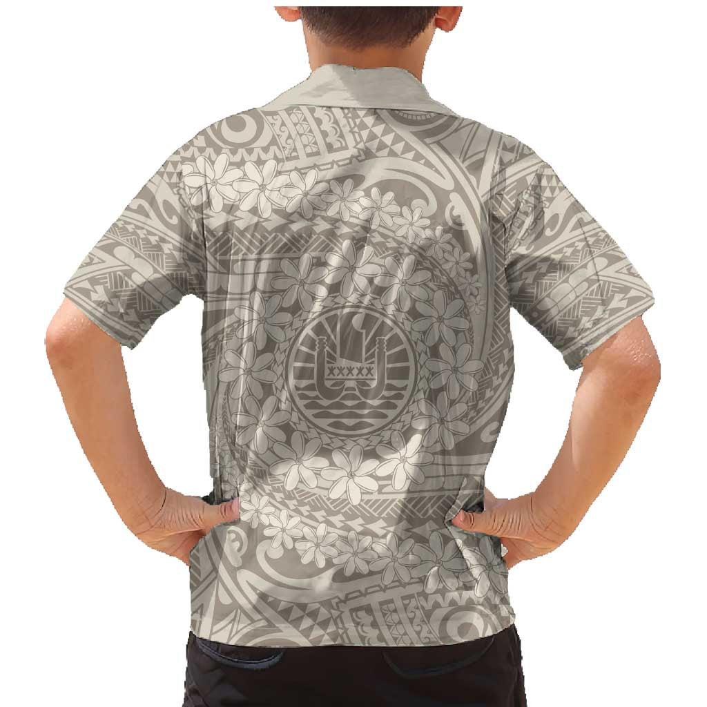 Tahitian Tiare Flower Family Matching Mermaid Dress and Hawaiian Shirt Beige Polynesian Pattern LT9 - Polynesian Pride