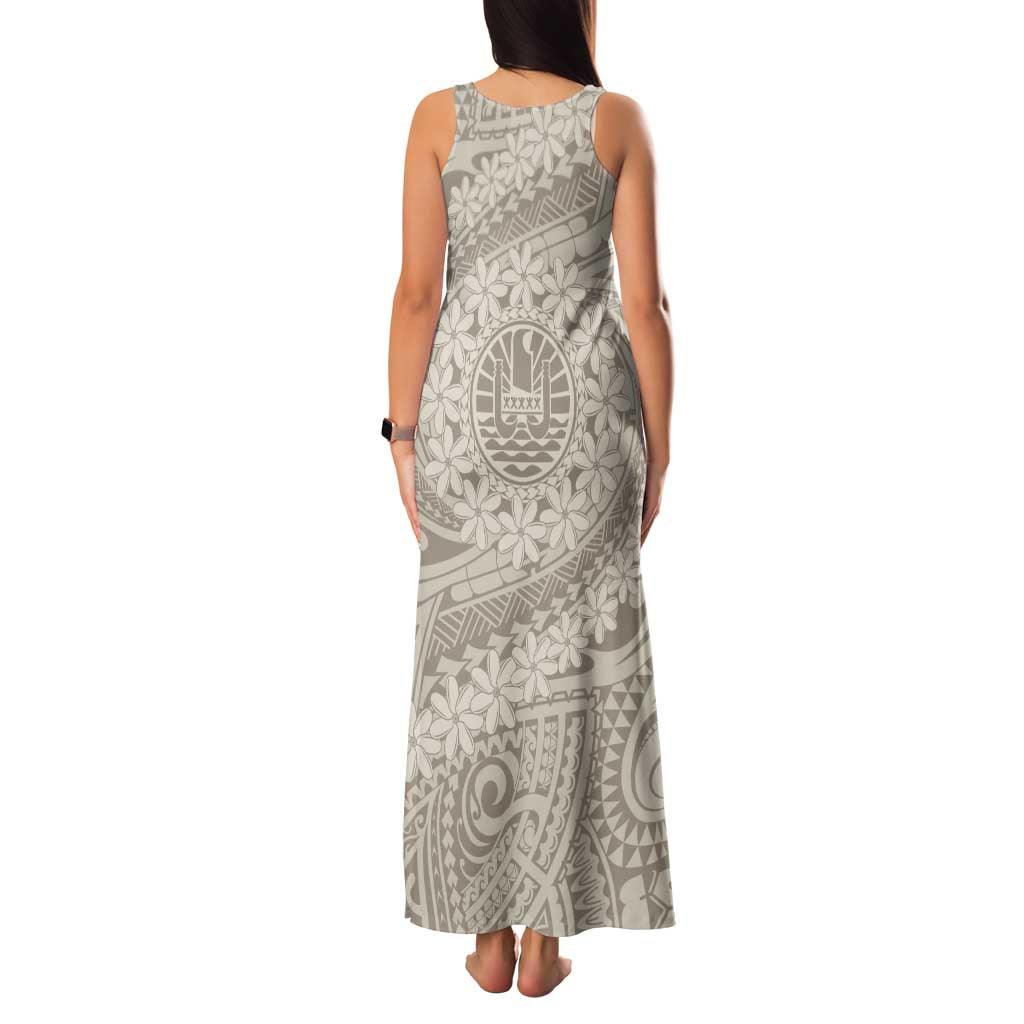 Tahitian Tiare Flower Family Matching Tank Maxi Dress and Hawaiian Shirt Beige Polynesian Pattern LT9 - Polynesian Pride