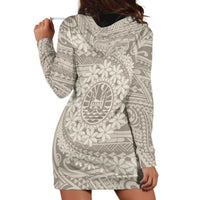 Tahitian Tiare Flower Hoodie Dress Beige Polynesian Pattern LT9 - Polynesian Pride