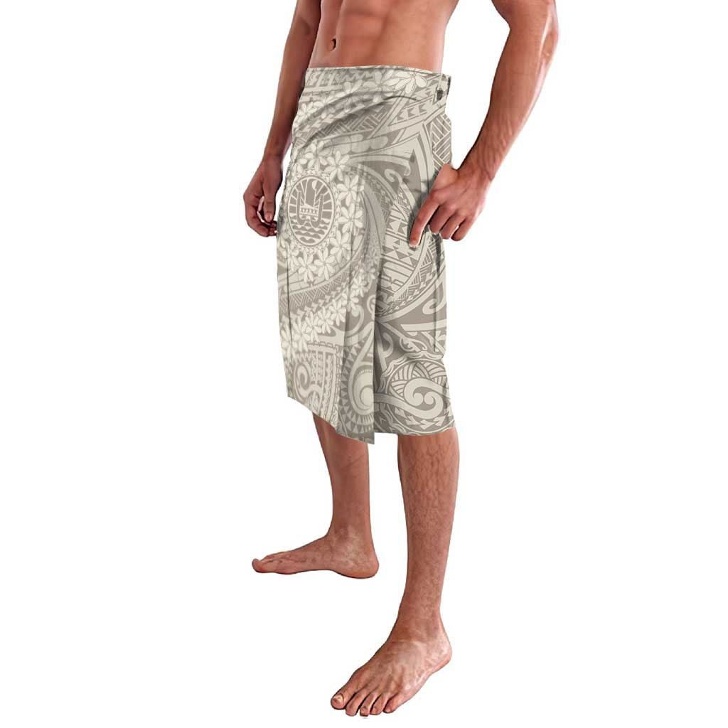 Tahitian Tiare Flower Lavalava Beige Polynesian Pattern
