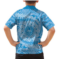 Tahitian Tiare Flower Family Matching Mermaid Dress and Hawaiian Shirt Blue Polynesian Pattern LT9 - Polynesian Pride