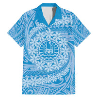 Tahitian Tiare Flower Family Matching Mermaid Dress and Hawaiian Shirt Blue Polynesian Pattern LT9 Dad's Shirt - Short Sleeve Blue - Polynesian Pride