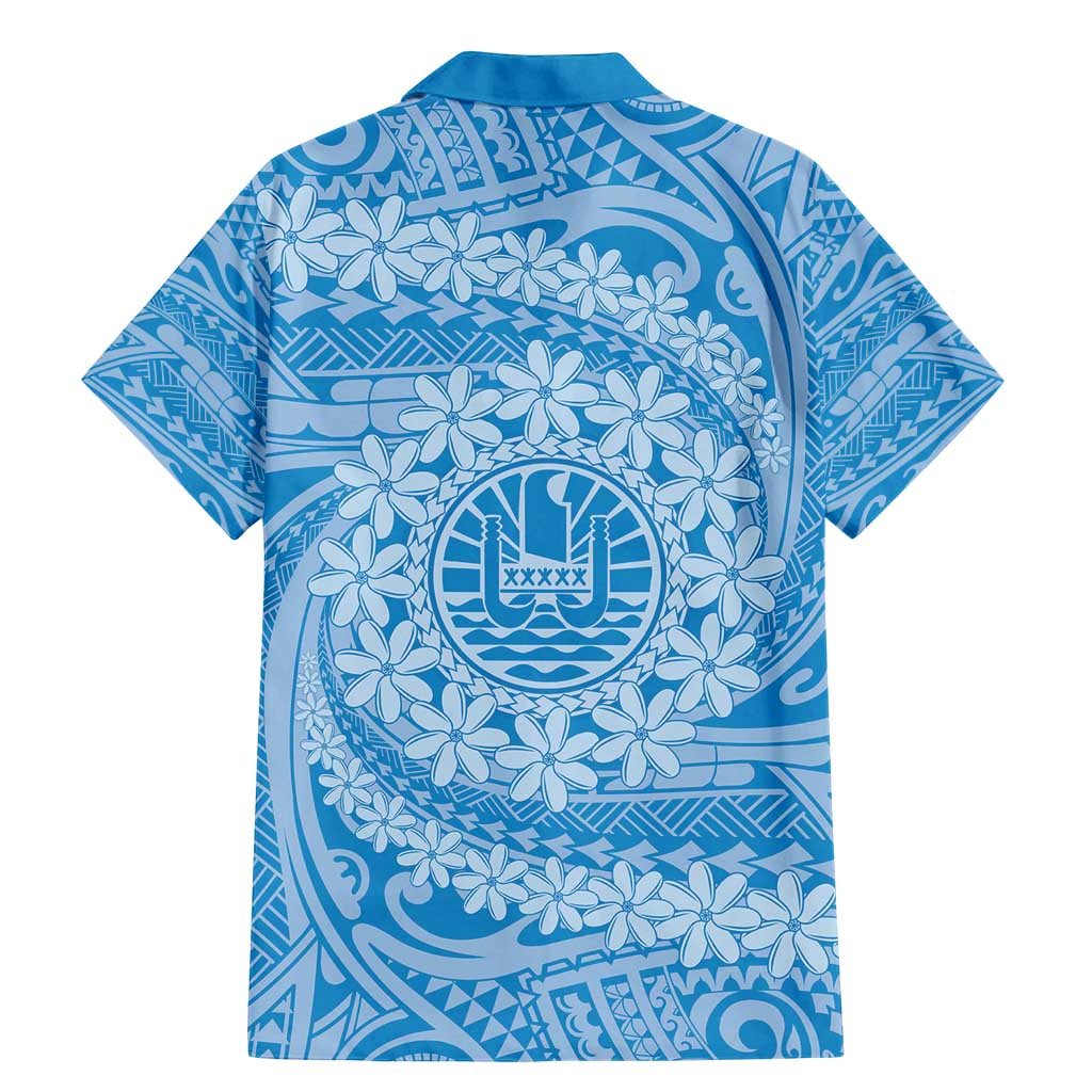 Tahitian Tiare Flower Family Matching Mermaid Dress and Hawaiian Shirt Blue Polynesian Pattern LT9 - Polynesian Pride