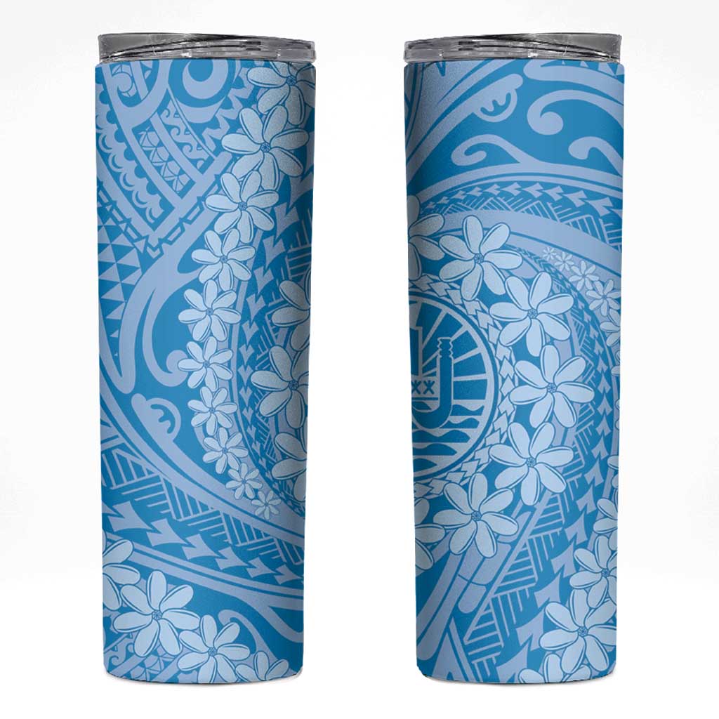 Tahitian Tiare Flower Skinny Tumbler Blue Polynesian Pattern LT9 Blue - Polynesian Pride