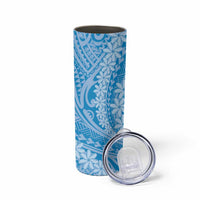 Tahitian Tiare Flower Skinny Tumbler Blue Polynesian Pattern LT9 - Polynesian Pride