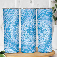 Tahitian Tiare Flower Skinny Tumbler Blue Polynesian Pattern LT9 - Polynesian Pride