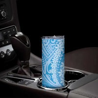Tahitian Tiare Flower Skinny Tumbler Blue Polynesian Pattern LT9 - Polynesian Pride