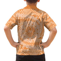 Tahitian Tiare Flower Family Matching Off Shoulder Maxi Dress and Hawaiian Shirt Gold Polynesian Pattern LT9 - Polynesian Pride