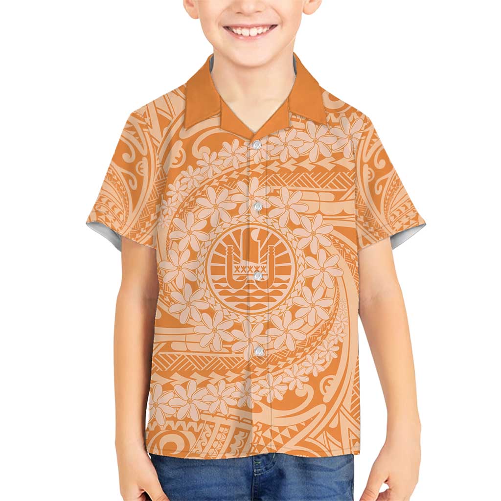 Tahitian Tiare Flower Family Matching Off Shoulder Maxi Dress and Hawaiian Shirt Gold Polynesian Pattern LT9 Son's Shirt Gold - Polynesian Pride