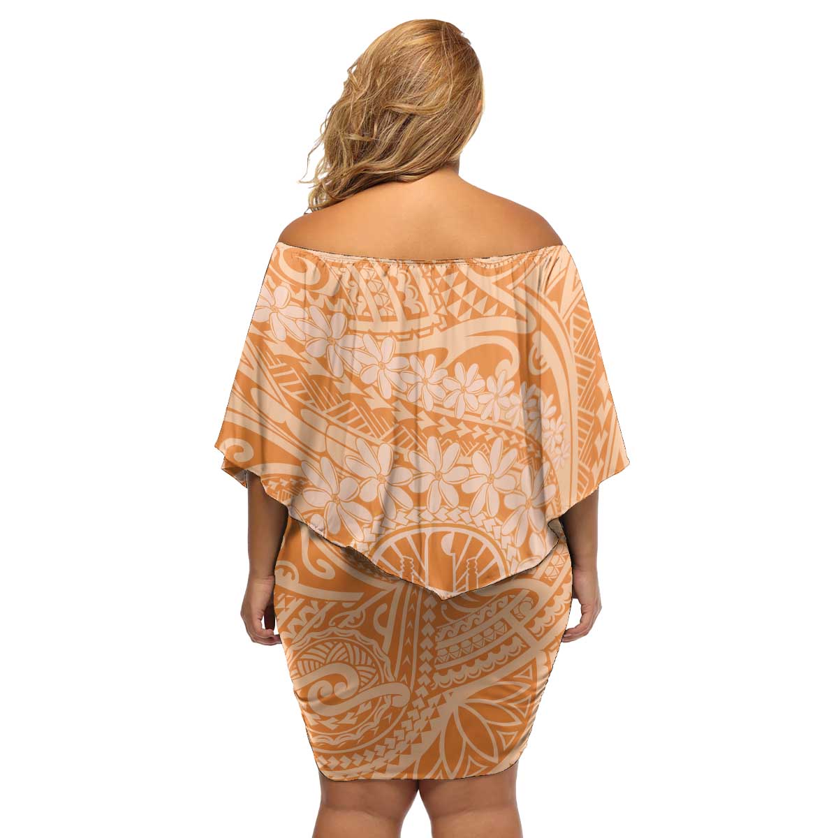 Tahitian Tiare Flower Family Matching Off Shoulder Short Dress and Hawaiian Shirt Gold Polynesian Pattern LT9 - Polynesian Pride