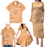 Tahitian Tiare Flower Family Matching Puletasi and Hawaiian Shirt Gold Polynesian Pattern LT9 - Polynesian Pride