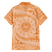 Tahitian Tiare Flower Family Matching Short Sleeve Bodycon Dress and Hawaiian Shirt Gold Polynesian Pattern LT9 - Polynesian Pride