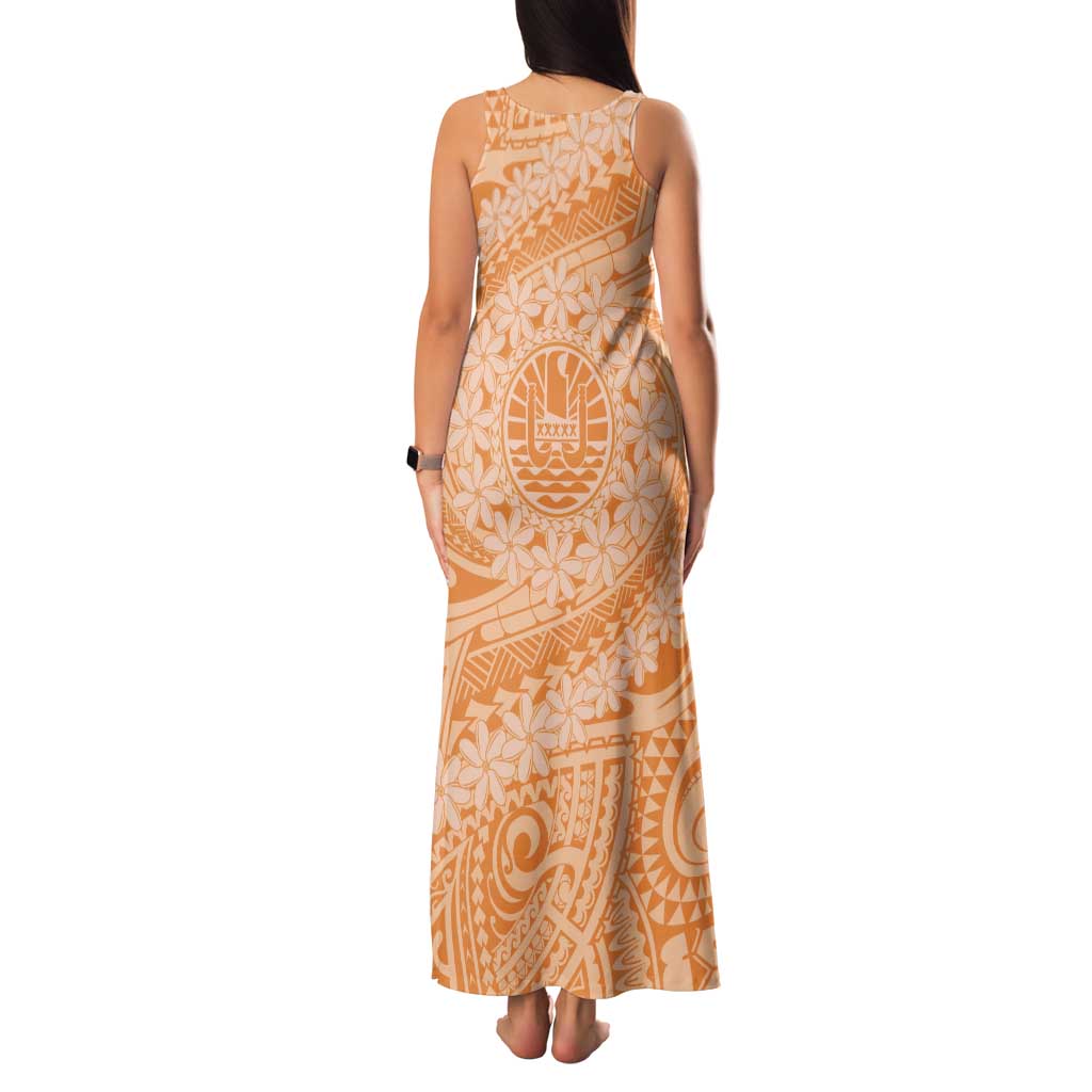 Tahitian Tiare Flower Family Matching Tank Maxi Dress and Hawaiian Shirt Gold Polynesian Pattern LT9 - Polynesian Pride