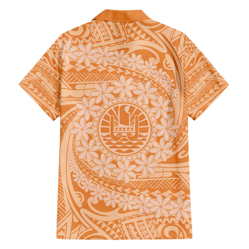 Tahitian Tiare Flower Hawaiian Shirt Gold Polynesian Pattern