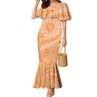 Tahitian Tiare Flower Mermaid Dress Gold Polynesian Pattern LT9 Women Gold - Polynesian Pride