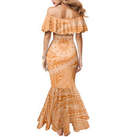 Tahitian Tiare Flower Mermaid Dress Gold Polynesian Pattern LT9 - Polynesian Pride