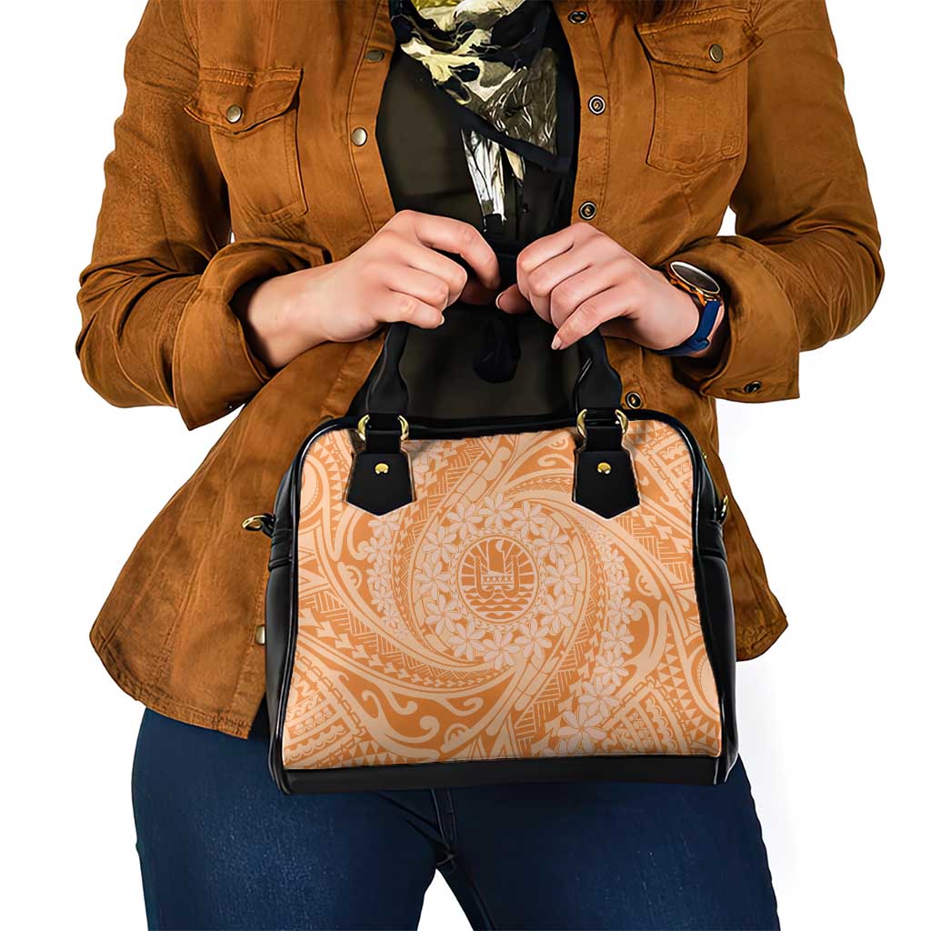 Tahitian Tiare Flower Shoulder Handbag Gold Polynesian Pattern