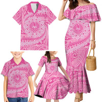 Tahitian Tiare Flower Family Matching Mermaid Dress and Hawaiian Shirt Pink Polynesian Pattern LT9 - Polynesian Pride