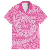 Tahitian Tiare Flower Family Matching Short Sleeve Bodycon Dress and Hawaiian Shirt Pink Polynesian Pattern LT9 Dad's Shirt - Short Sleeve Pink - Polynesian Pride