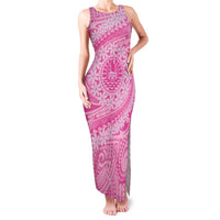 Tahitian Tiare Flower Family Matching Tank Maxi Dress and Hawaiian Shirt Pink Polynesian Pattern LT9 Mom's Dress Pink - Polynesian Pride