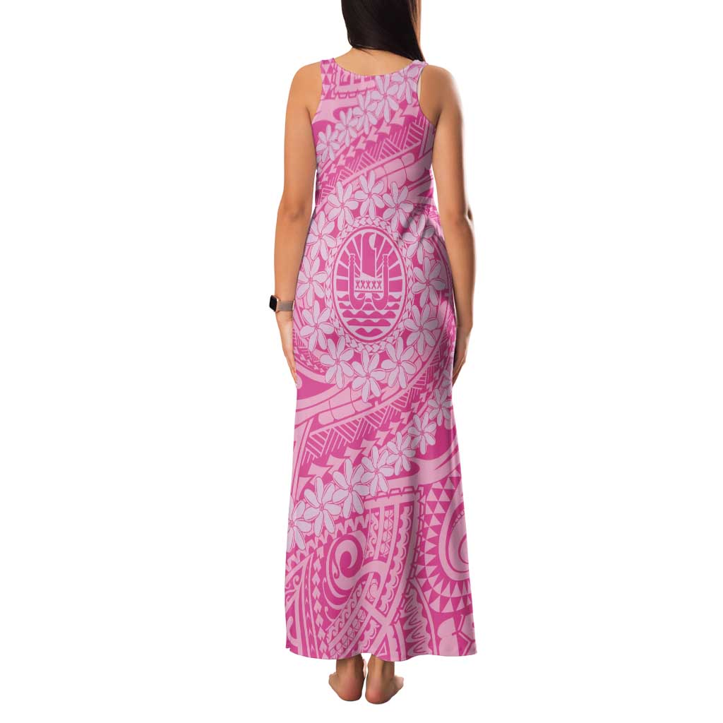 Tahitian Tiare Flower Family Matching Tank Maxi Dress and Hawaiian Shirt Pink Polynesian Pattern LT9 - Polynesian Pride