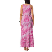 Tahitian Tiare Flower Family Matching Tank Maxi Dress and Hawaiian Shirt Pink Polynesian Pattern LT9 - Polynesian Pride