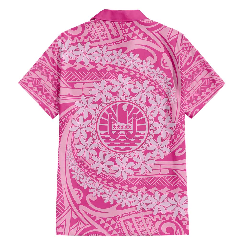 Tahitian Tiare Flower Hawaiian Shirt Pink Polynesian Pattern