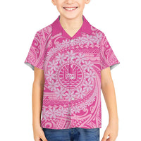 Tahitian Tiare Flower Kid Hawaiian Shirt Pink Polynesian Pattern LT9 Kid Pink - Polynesian Pride