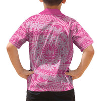 Tahitian Tiare Flower Kid Hawaiian Shirt Pink Polynesian Pattern LT9 - Polynesian Pride