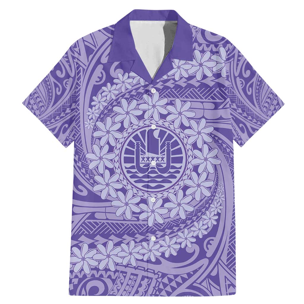 Tahitian Tiare Flower Family Matching Mermaid Dress and Hawaiian Shirt Violet Polynesian Pattern LT9 Dad's Shirt - Short Sleeve Violet - Polynesian Pride