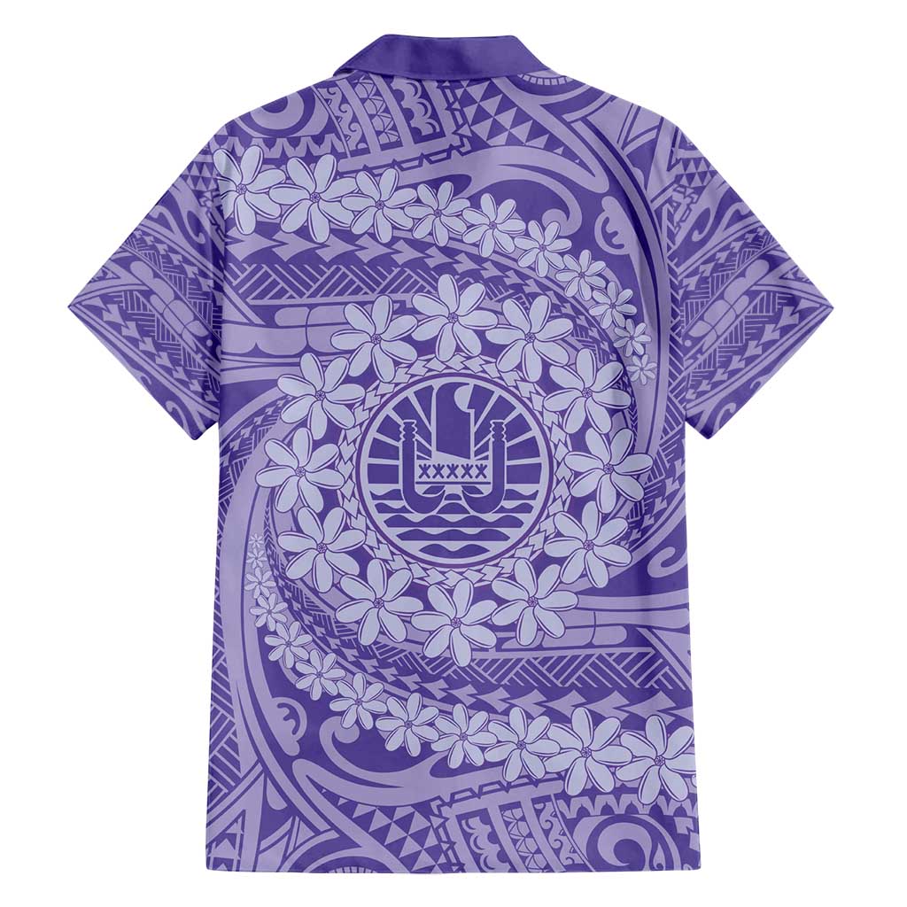 Tahitian Tiare Flower Family Matching Summer Maxi Dress and Hawaiian Shirt Violet Polynesian Pattern LT9 - Polynesian Pride