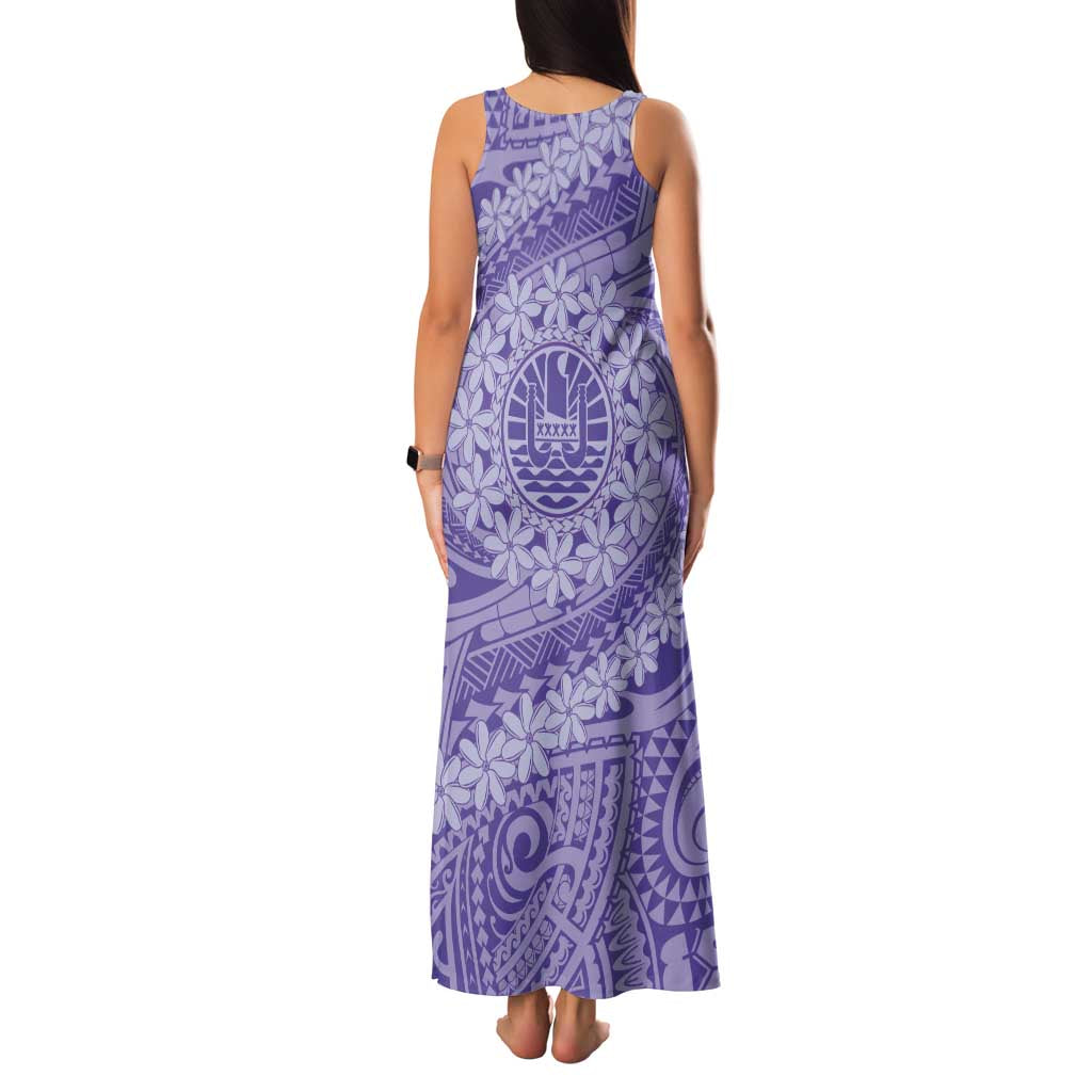 Tahitian Tiare Flower Family Matching Tank Maxi Dress and Hawaiian Shirt Violet Polynesian Pattern LT9 - Polynesian Pride